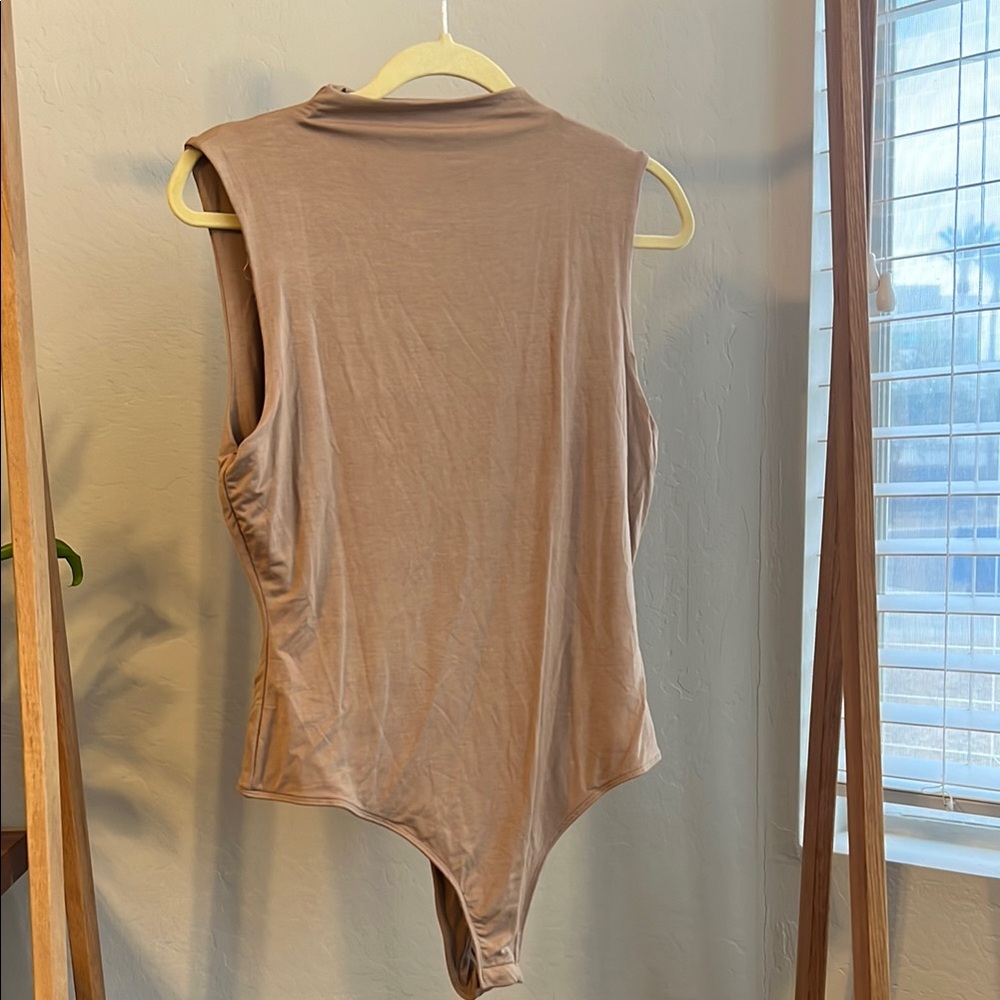 JLUXLABEL Tan Fitted Sleeveless Bodysuit